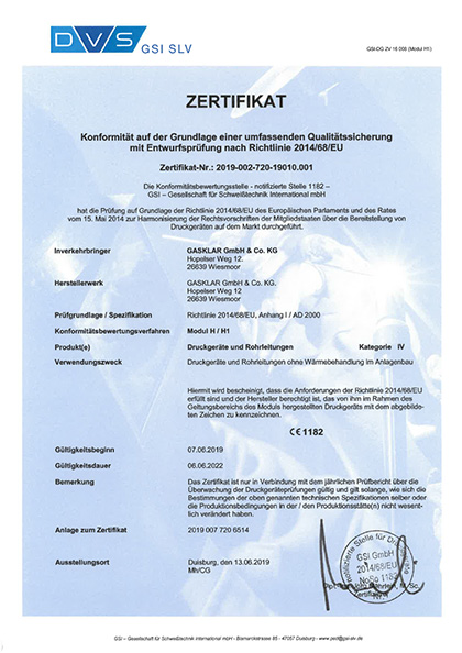 Qualitätssicherung für Druckgeräte und Rohrleitungen inkl. Entwurf, Herstellung und Abnahme Druckgeräterichtline PED 2014/68/EU Modul H / H1